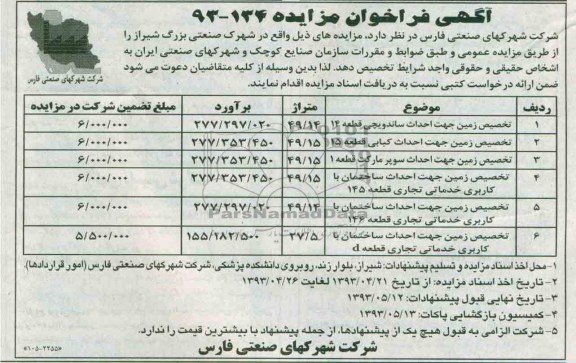 فراخوان , فراخوان تخصیص زمین جهت احداث ساندویچی، کبابی و ...