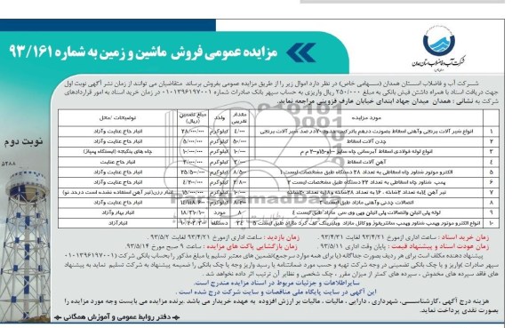 مزایده عمومی, مزایده فروش ماشین و زمین