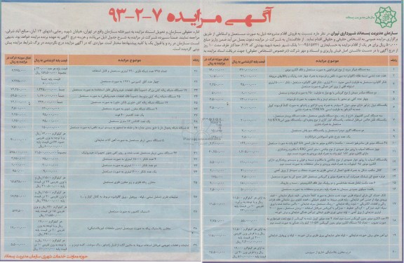 آگهی مزایده , مزایده فروش اقلامی چون سه دستگاه شیکر سرند از نوع غیر شاتونی به صورت مستعمل و فاقد الکترو موتور ...