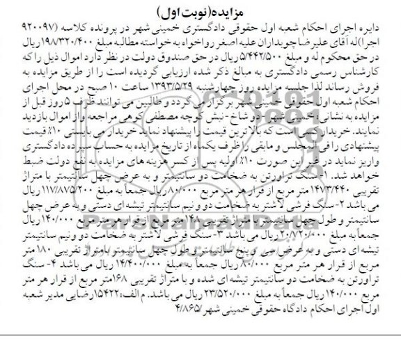 اگهی مزایده,فروش سنگ تراورتن و ...