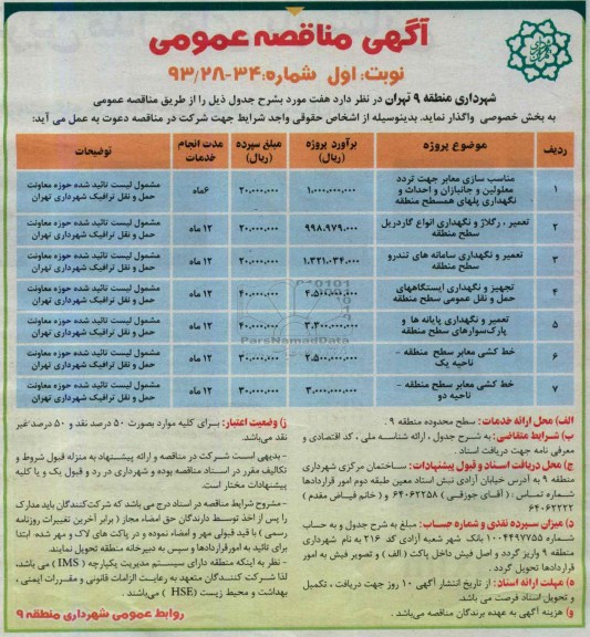 آگهی مناقصه عمومی, مناقصه  مناسب سازی معابر جهت تردد معلولین و جانبازان 