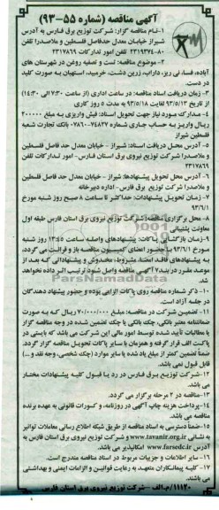 مناقصه , مناقصه تست و تصفیه روغن 