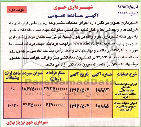 آگهی مناقصه عمومی , مناقصه اجرای عملیات احداث ساختمان و ...