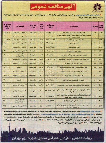 آگهی مناقصه عمومی , مناقصه احداث مجتمع فرهنگی ورزشی تجاری 