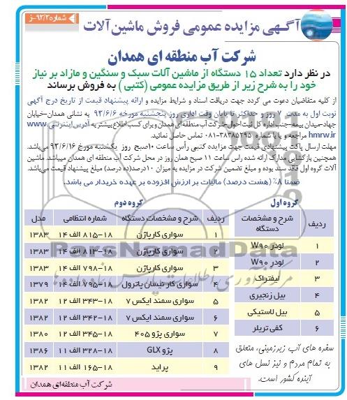 آگهی مزایده عمومی , مزایده فروش  15 دستگاه از ماشین آلات سبک و سنگین 