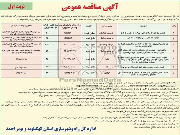 آگهی مناقصه عمومی, مناقصه خط کشی گرم آزادراهها و بزرگراه ها 