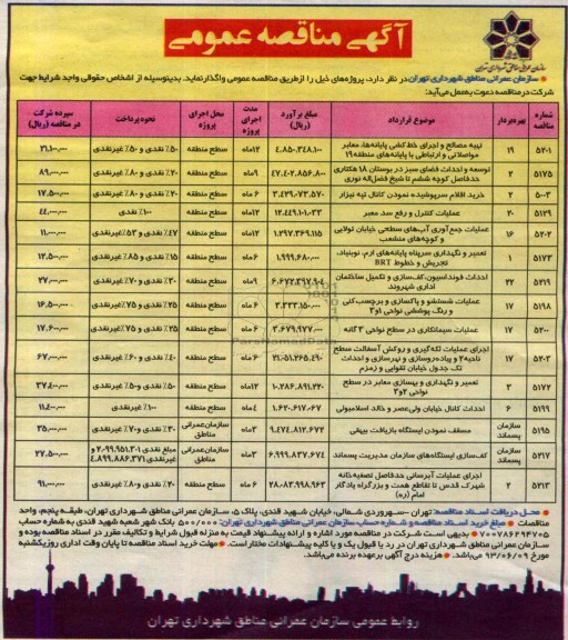 آگهی مناقصه عمومی , مناقصه تهیه مصالح و اجرای خط کشی پایانه ها، معابر مواصلاتی 
