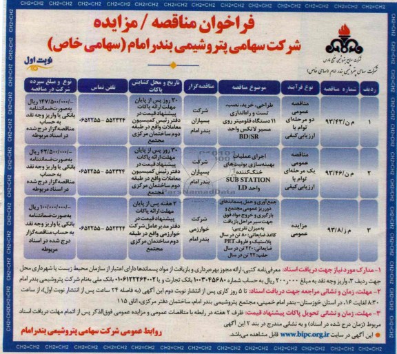 فراخوان مناقصه/مزایده , مناقصه طراحی، خرید، نصب، تست و راه اندازی 11 دستگاه فلومیتر 