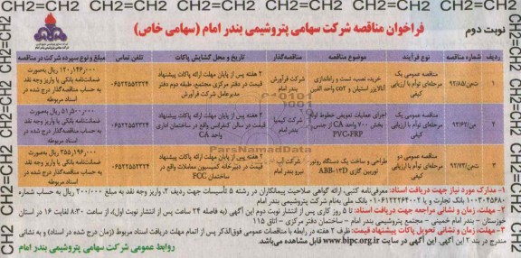 فراخوان مناقصه , مناقصه خرید، نصب، تست و راه اندازی آنالایزر استیلن و co2 