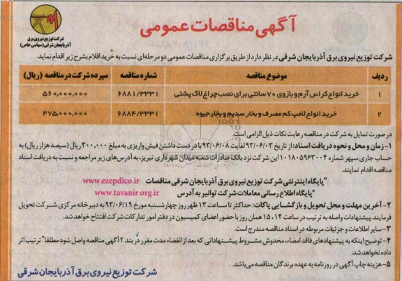 آگهی مناقصات عمومی  , مناقصه خرید انواع کراس آرم 