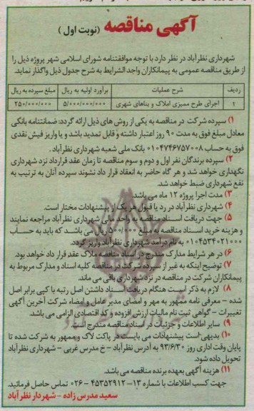 آگهی مناقصه , مناقصه واگذاری اجرای طرح ممیزی املاک و بناهای شهری