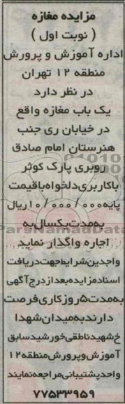 مزایده , مزایده مغازه