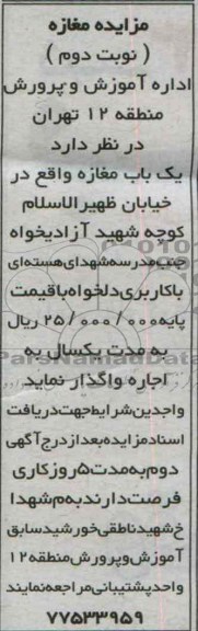 مزایده , مزایده مغازه