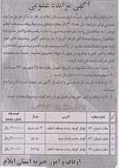 مزایده عمومی , مزایده عمومی تعداد 3 باب مغازه
