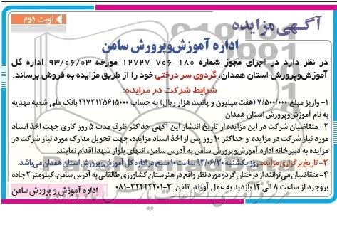 مزایده , مزایده گردوی سردرختی