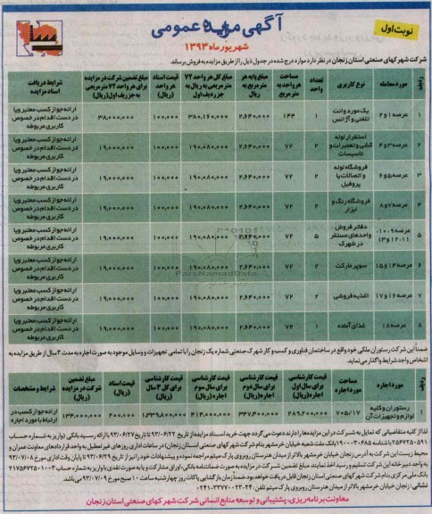 آگهی مزایده عمومی, مزایده یک مورد وانت تلفنی و آژانس