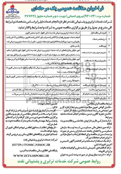 مناقصه انجام خدمات خودروئی (هدایت) 23 نفر راننده 