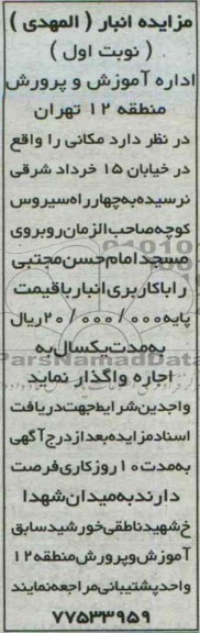 مزایده , مزایده مغازه