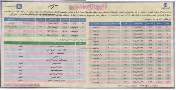 آگهی مزایده عمومی ,مزایده تعدادی از ماشین آلات و لوازم اسقاطی