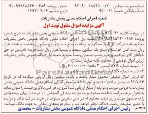 آگهی مزایده اموال منقول,مزایده تلیسه آبستن