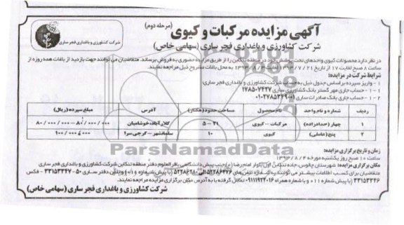 آگهی مزایده,مزایده محصولات مرکبات و کیوی