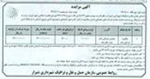 مزایده , مزایده اجاره پارکینگ
