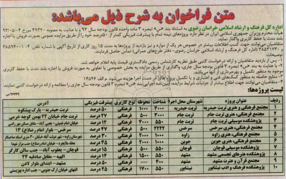 مزایده,مزایده پروژه های نیمه تمام