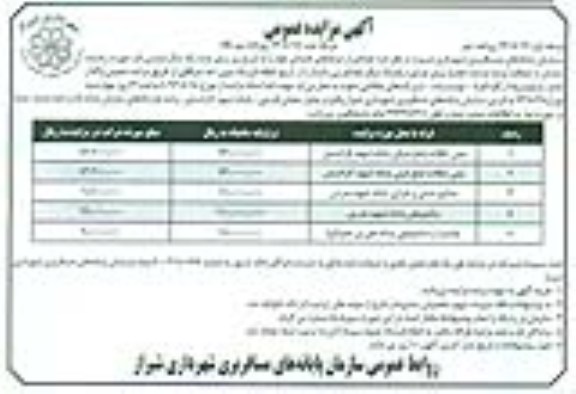 اگهی مزایده عمومی , مزایده  تعدادی از غرفه های خدماتی