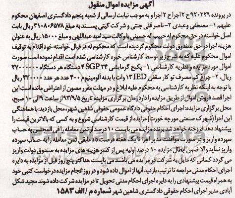 مزایده اموال منقول, مزایده پکیچ گرمایشی