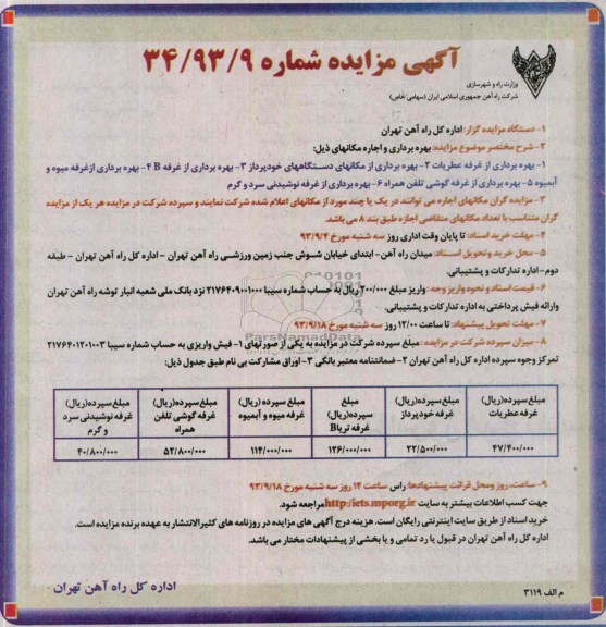 اگهی مزایده,مزایده بهره برداری و اجاره مکانهای