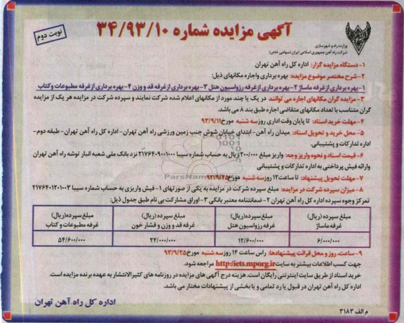 مزایده , مزایده بهره برداری و اجاره مکان ها