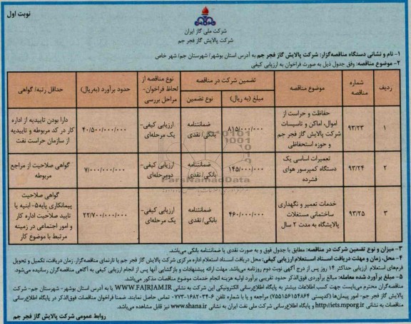 آگهی فراخوان ارزیابی کیفی,مناقصه حفاظت و حراست از اموال
