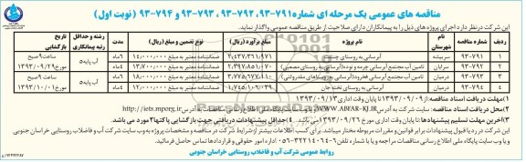 مناقصه عمومی یک مرحله ای, مناقصه  آبرسانی 