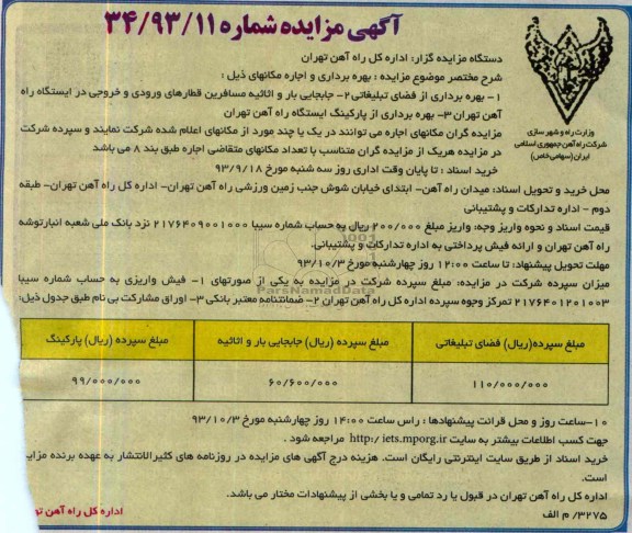 مزایده , مزایده بهره برداری از فضای تبلیغاتی