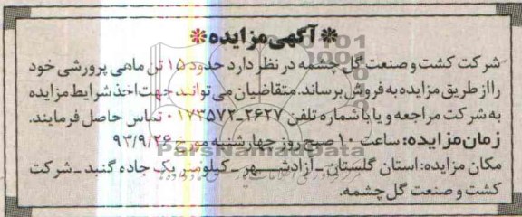 آگهی مزایده , مزایده حدود 15 تن ماهی پرورشی 
