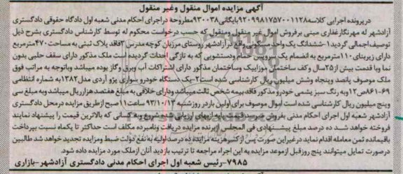 مزایده فروش یک واحد مسکونی
