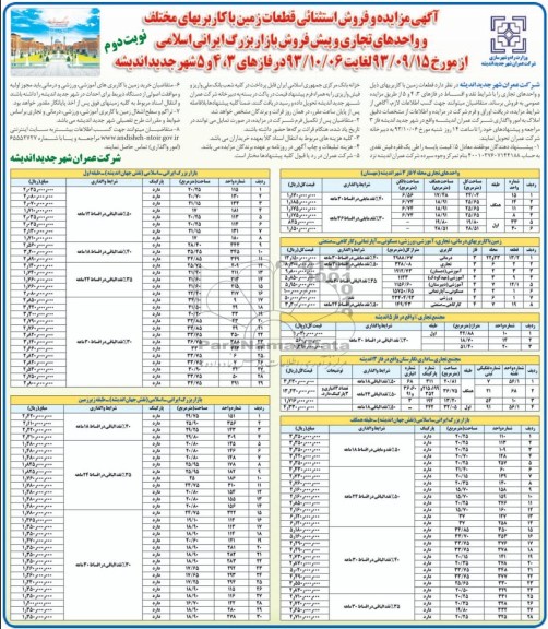 مزایده فروش قطعات زمین