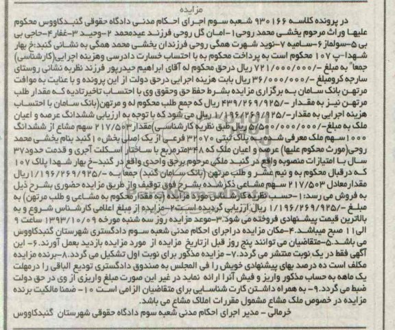 مزایده فروش ملک
