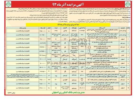 مزایده فروش املاک
