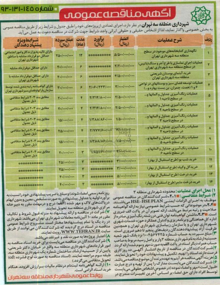 مناقصه عمومی , مناقصه  نگهداری کتابخانه های موجود 