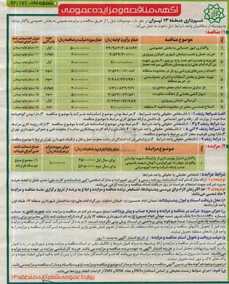 آگهی مناقصه و مزایده عمومی , مزایده واگذاری امتیاز بهره برداری از پارکینگ