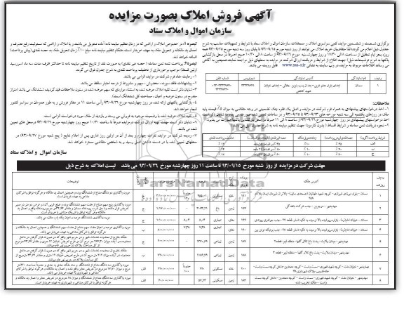مزایده فروش املاک