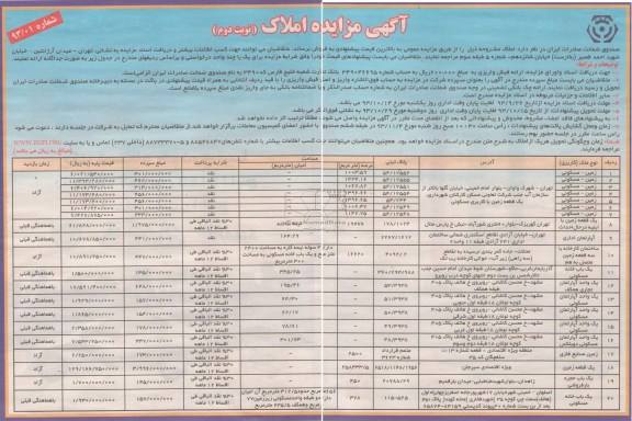 مزایده فروش املاک