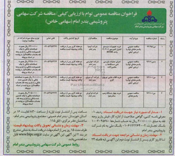 فراخوان مناقصه عمومی توام با ارزیابی کیفی,مناقصه خرید تجهیزات سیستم کنترل کمپرسور 