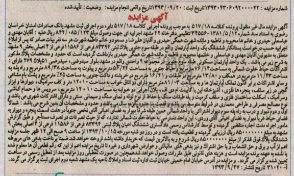 مزایده,فروش اپارتمان