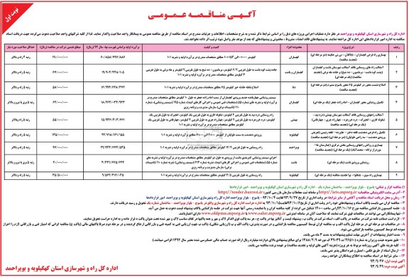 مناقصه عمومی , مناقصه عمومی بهسازی راه فرعی 