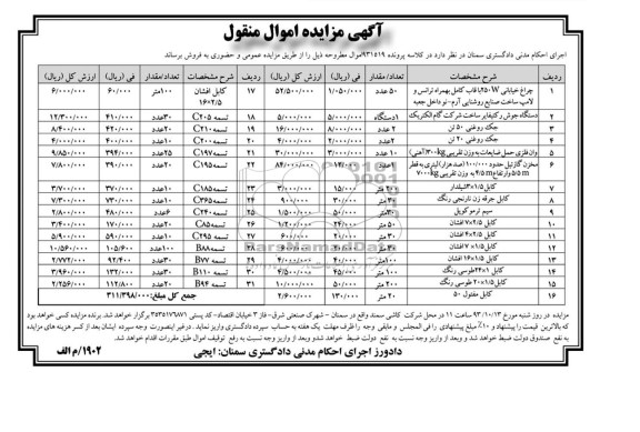 آگهی مزایده اموال منقول,مزایده چراغ خیابانی