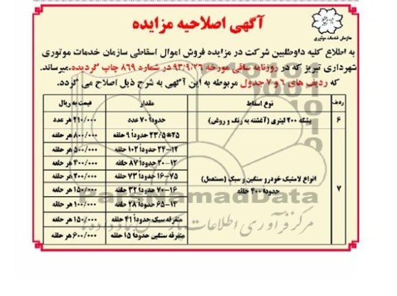 اصلاحیه مزایده , مزایده اموال اسقاطی