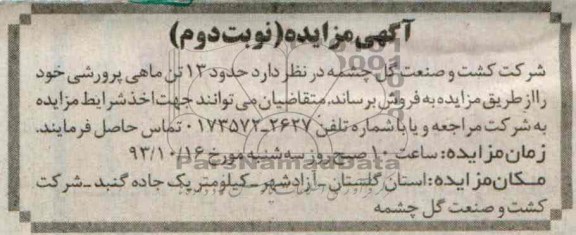آگهی مزایده , مزایده حدود 13 تن ماهی پرورشی 