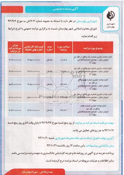 آگهی مزایده عمومی,مزایده اجاره واحد تجاری